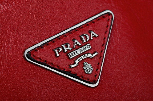 2014 Prada Shiny Glace Calf Leather Tote Bag BN2619 red